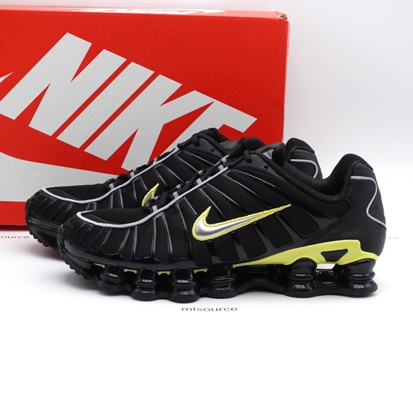 NEW Size 11.5 Men's Nike Shox TL Sneakers CN0151-002 Black/Dynamic Yellow-Silver - Picture 1 of 8